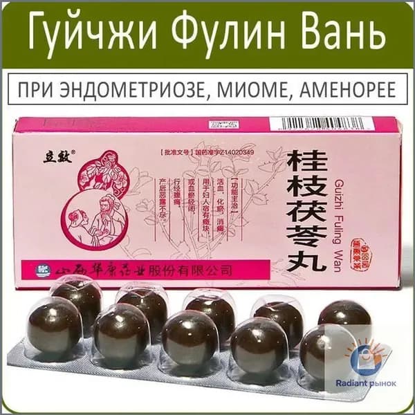 Гуйчжи Фулин Вань (Guizhi Fuling Wan) - при эндометриозе, миоме, аменорее - 10 пил.