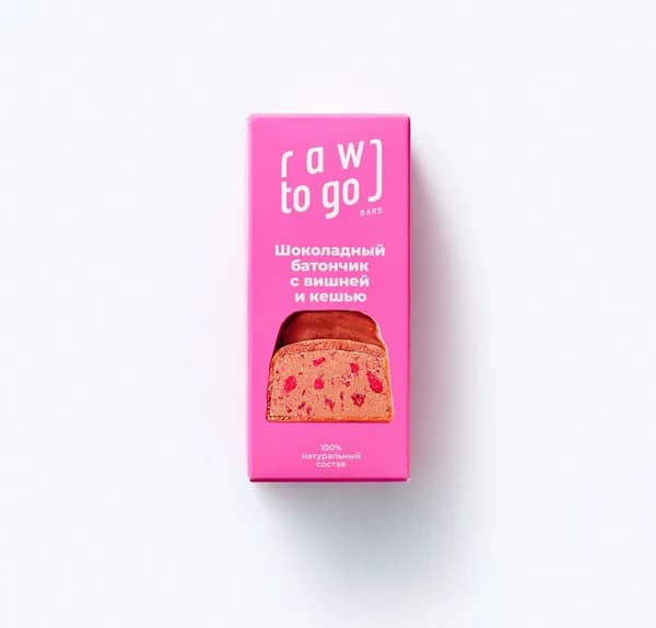 Шоколадный батончик веган кешью-вишня 45 г, Raw to go
