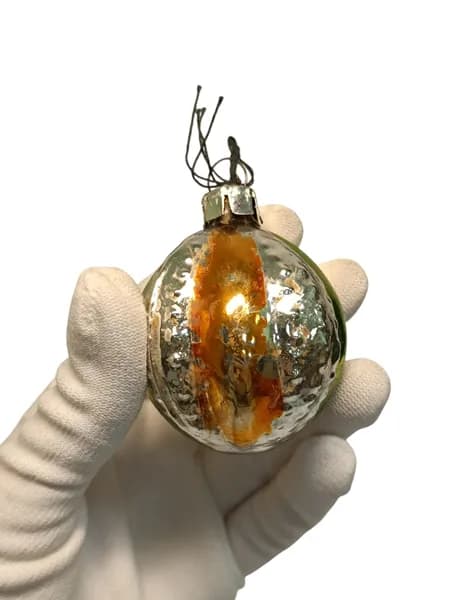 Советская винтажная елочная игрушка, Шар. Сделано в СССР.