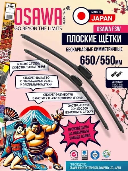650 550 мм Щетки стеклоочистителя бескаркасные. Дворники