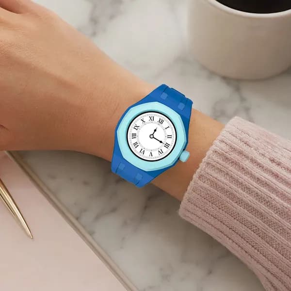 Ремешок для часов Swatch x Royal Pop: керамика и силикон, синий, установка в 3 часа