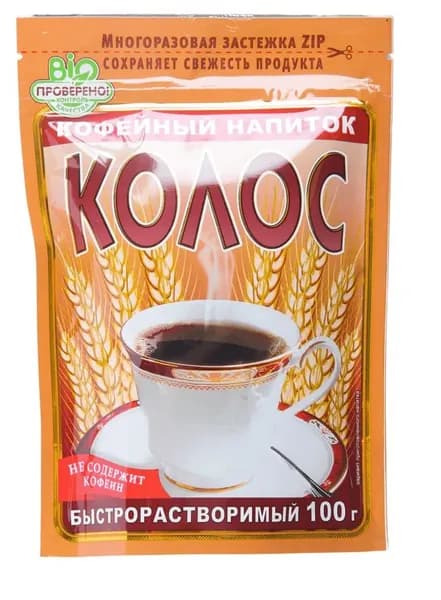 Колос Кофейный напиток, растворимый, ячменный, 100г