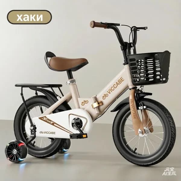 Новый детский складной велосипед с педалями для детей 2-8 лет, цвета: синий, хаки, кремовый, размеры 12, 14, 16, 18 дюймов