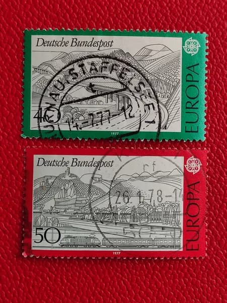 Марки Германия 1977. Серия: "Марки EUROPA. Пейзажи Германии". Гашение. Редкость - см фото
