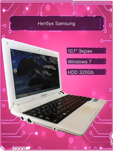 Samsung Ноутбук 10.1", RAM 2 ГБ, HDD 320 ГБ, Windows Home, белый