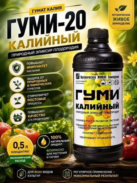 Удобрение Гуми - 20 Калийный (гумат калия), ОЖЗ (0,5 л)