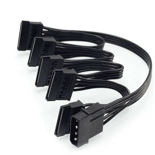 4Pin IDE к 5-портовому кабелю питания 4Pin Molex к Multi SATA Port 18AWG Провод