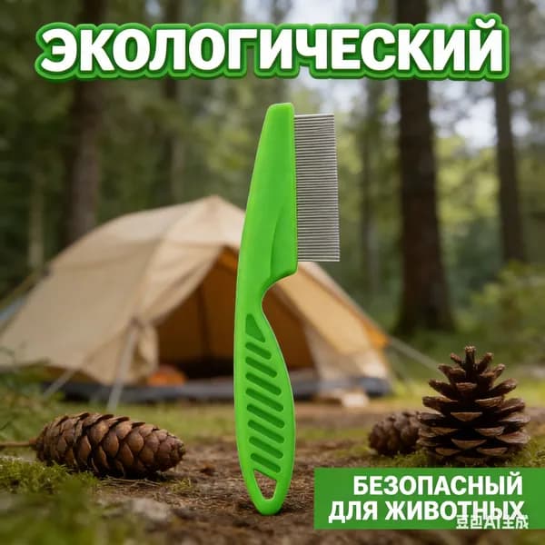 Расческа-гребень от блох, вшей, гнид, щетка для собак, кошек, людей для вычесывания блох и вшей, Двусторонняя антиблошиная расческа-гребень, размер 1.7*2.7 * 14см цвет: зеленый