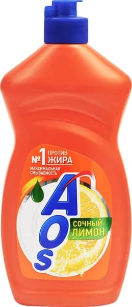 AOS Жидкое средство для мытья посуды Лимон, 450 г