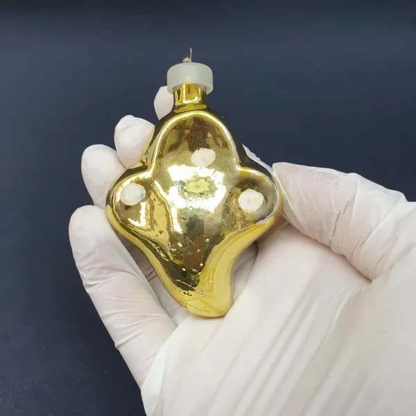 Винтажная елочная игрушка СССР. Стеклянная подвеска рыба золотистая, новогодний декор СССР