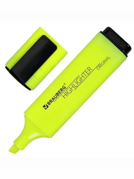 Текстовыделитель BRAUBERG "ORIGINАL NEON", ЖЕЛТЫЙ, линия письма 1-5 мм, 152211