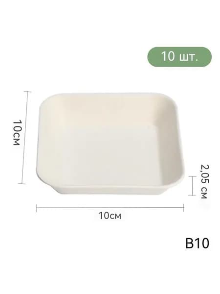 Одноразовая квадратная тарелка из мякоти сахарного тростника