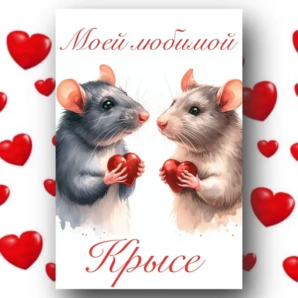 Открытка на 8 марта, для подруги, на день рождения Крыса.