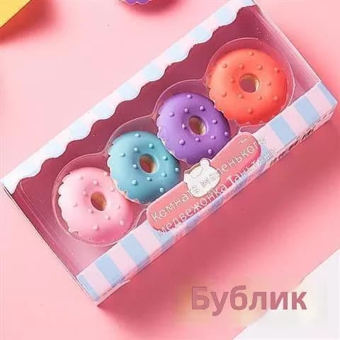 Набор ластика в виде пончика Медвежонок и десерты