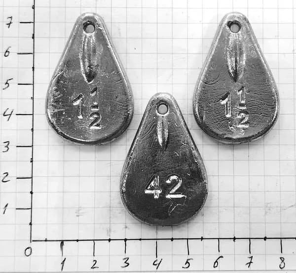 Грузило рыболовное "Ложка с отверстием 1_1/2oz", 42гр (3шт)