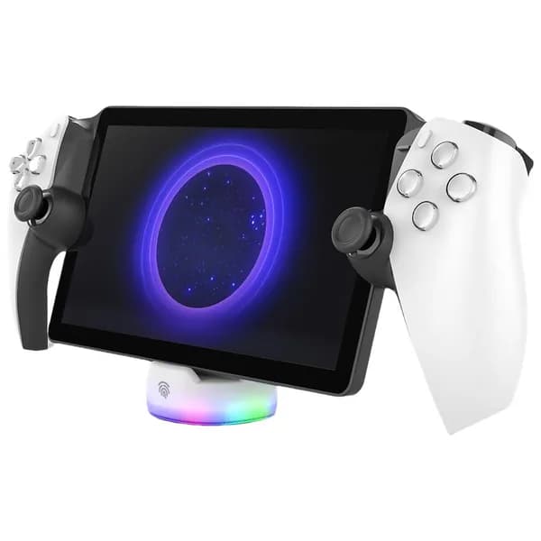 Магнитная зарядная станция для PS5 Portal с RGB-подсветкой и нескользящим основанием, белая
