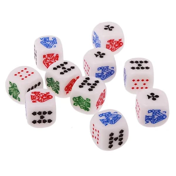 Набор игральных костей D6 (10 шт.) для покера, Белый