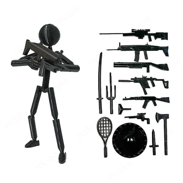 Стикмен, 3D-печатная сборная игрушка, китайский стиль, подвижный бамбуковый человечек, декоративная фигурка, коллекционная модель
