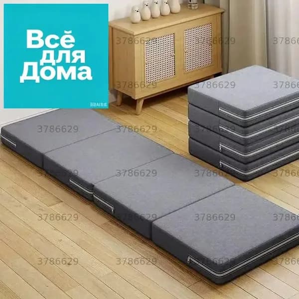 Бескаркасный диван Матрас, Лён, Размер M,серый