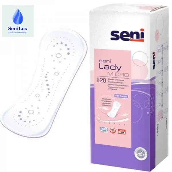 Урологические прокладки для женщин Seni Lady Micro (ежедневки хорошего качества), 20 шт., 1 капля