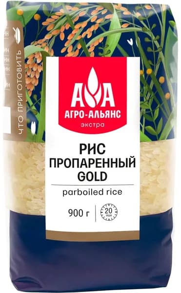 Рис пропаренный АГРО-АЛЬЯНС Gold, 900г