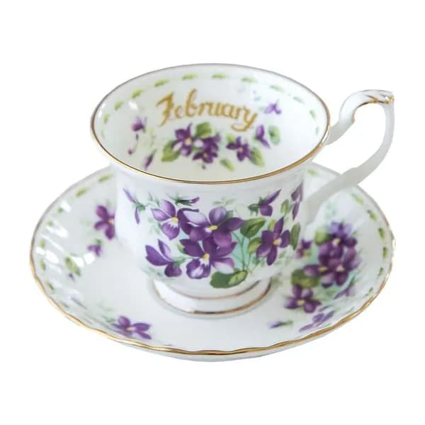 Чайная пара Royal Albert. Серия "Цветок месяца". Англия. Костяной фарфор. Клеймо 70-е гг. Сузуран в мае