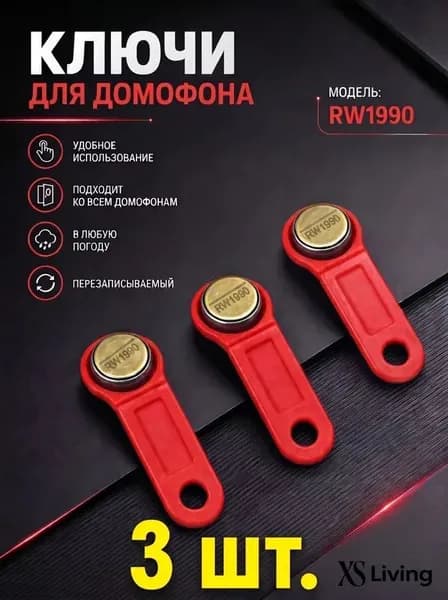 Ключ для Touch Memory домофона RW1990 (перезаписываемые) 3 штуки