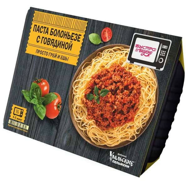 Паста Болоньезе с говядиной БЫСТРО&ВКУСНО 250гр.
