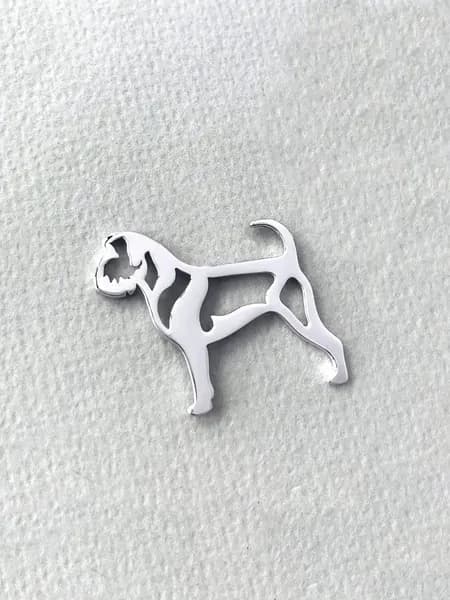 DIAMOND ANIMAL брошь значок с собакой Гриффон, серебро 925 с родием