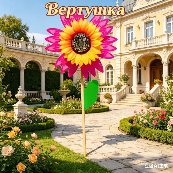Красочная ветряная мельница подсолнечника