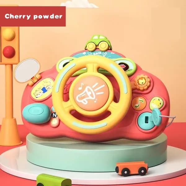 Детский игрушечный руль, обучающая игрушка, красный, цветная коробка