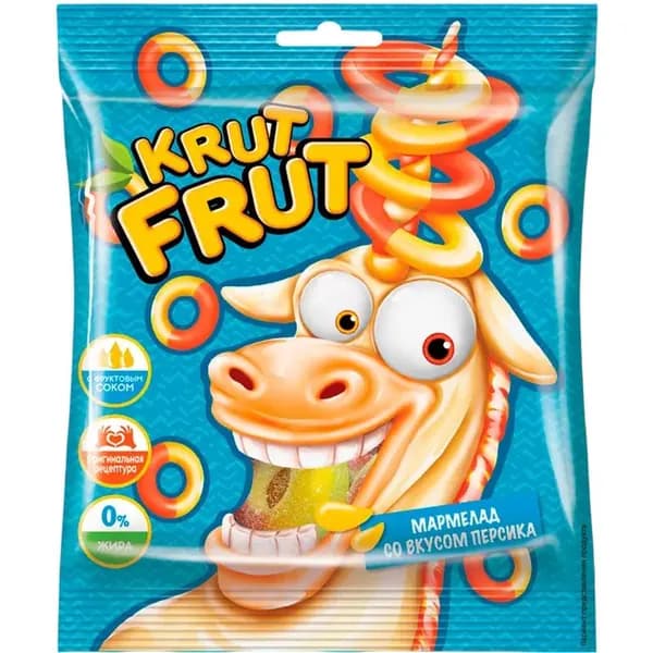 KrutFrut Мармелад жевательный, колечки со вкусом персика, 70 г