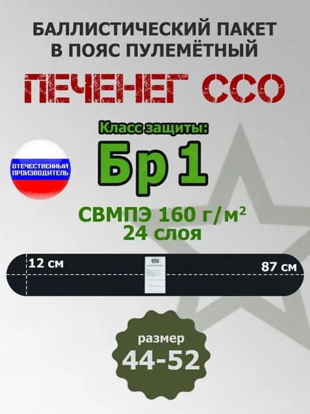 Баллистический пакет в пояс пулеметный Печенег от ССО. Размер: 44-52. Класс защитной структуры Бр 1.