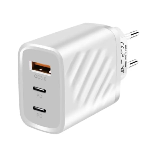 Зарядное устройство dual TYPEC + зарядная головка 1USB европейского стандарта (1шт)-белый