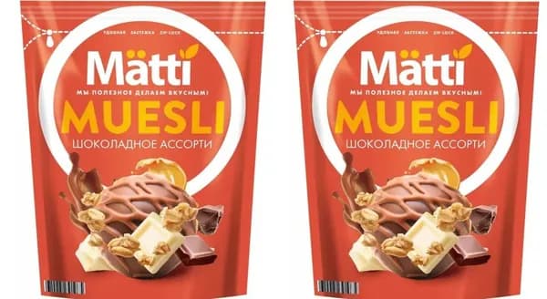 Matti Готовый завтрак Мюсли Шоколадное ассорти, 250 гр, дой-пак, 2 уп