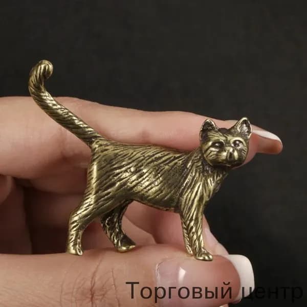 Винтажная статуэтка котенка из латуни