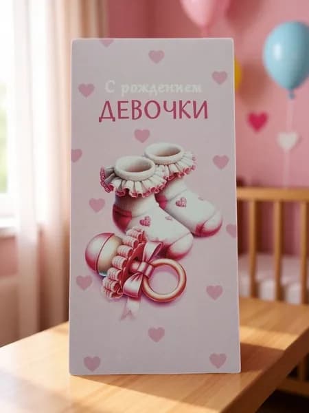 Конверт для денег и сертификатов на рождение ребенка (девочки)