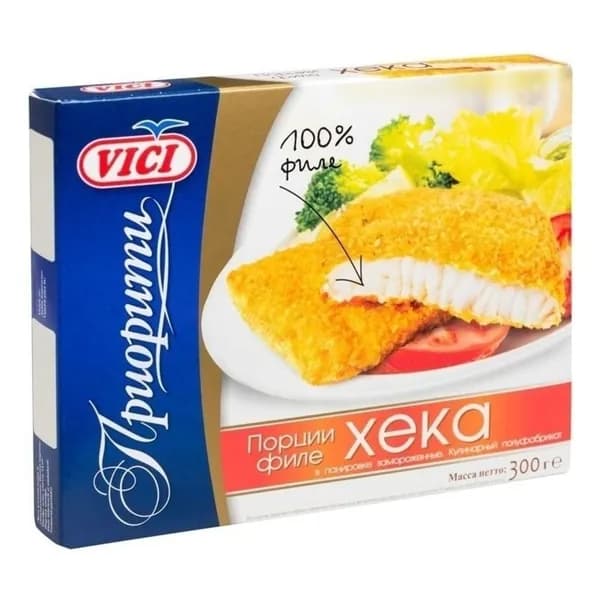 Рыбные порции Vici из филе хека в панировке замороженные 300 г
