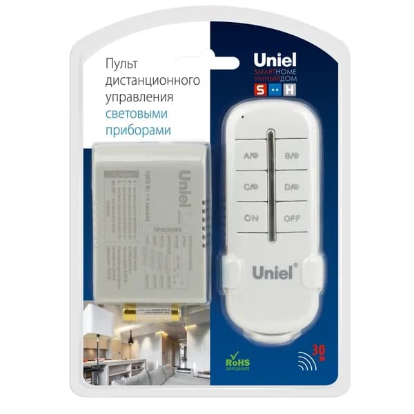 Пульт управления светом Uniel световыми и бытовыми приборами (4 канала) UCH-P005-G4-1000W-30M Uniel 01987