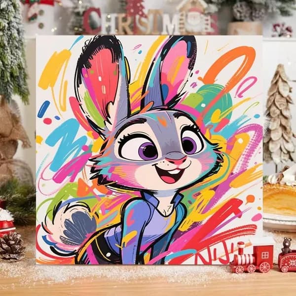 DIY цифровая картина по номерам 20x20 см "Зверополис" с Джуди и Ником
