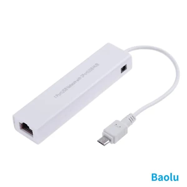 Кабель для интернет-соединения Micro-USB 2.0 Type-B/RJ-45, USB Type-A, 1 м, черный