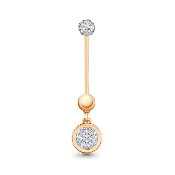 Золотой пирсинг в пупок DIAMANT-ONLINE с фианитом 585 пробы