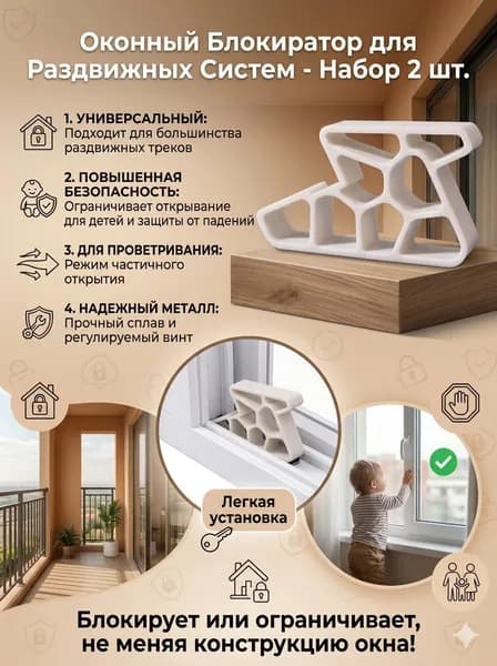 Стопор для окон и балконных дверей, универсальный фиксатор