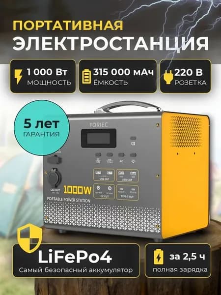 Портативная электростанция FORIEC 1000Вт 315Ач