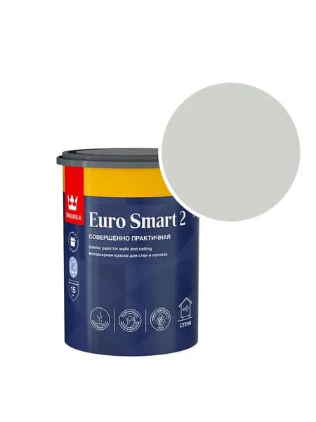 Краска интерьерная Tikkurila/Tikkivala Euro Smart 2 RAL 9018 (Папирусно-белый - Papyrus white) 0,9 л