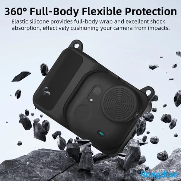 Силиконовый чехол для Insta360 GO Ultra, чёрный, с магнитным креплением и защитой объектива