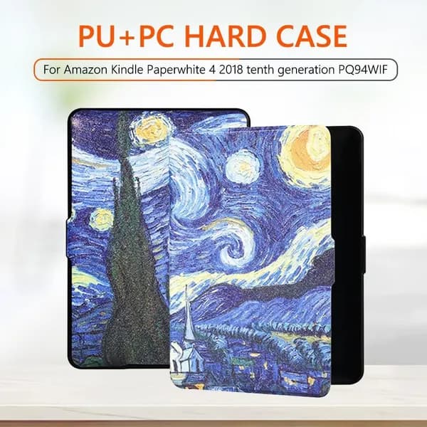 Чехол для Kindle Paperwhite 4 (2018, 10-го поколения, PQ94WIF): матовый PU + жёсткий ПК, художественная роспись