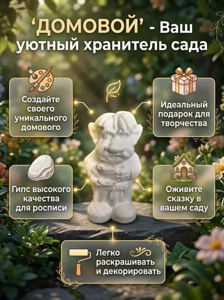 Гипсовая фигурка для раскрашивания. Домовенок. В комплекте одна шт.