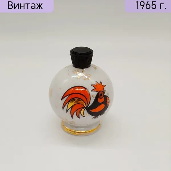 Флакон для духов Петушок А.В. Воробьевский ЛФЗ СССР 1960-1970 фарфор роспись золочение