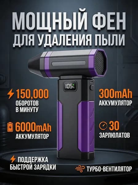 Мощный турбовентилятор 150000 об/мин, беспроводная воздуходувка для авто и дома, 6000 мАч